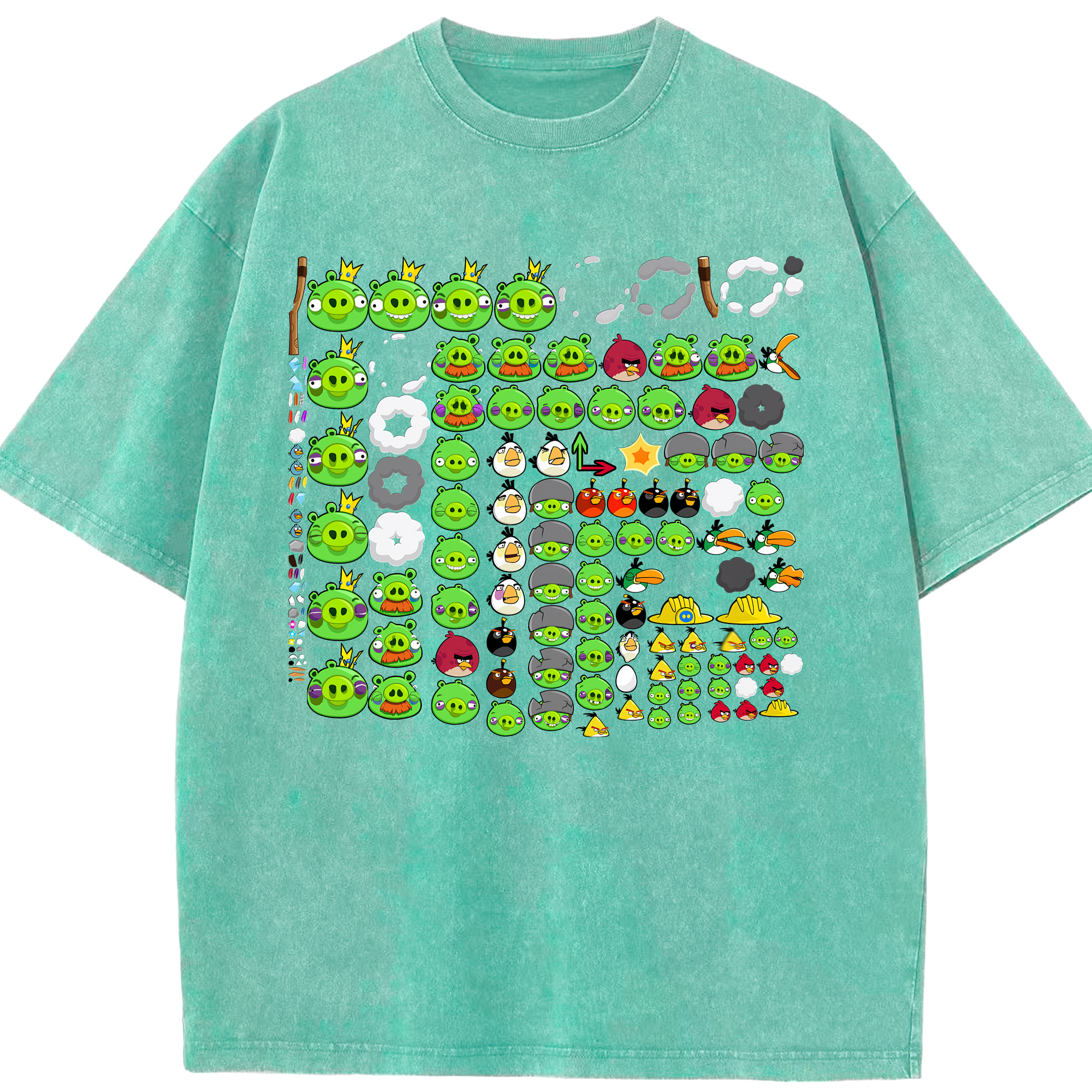 （画像用） Angry Birds アングリーバード 綿100% ヴィンテージ風 半袖Tシャツ（フロントプリント）